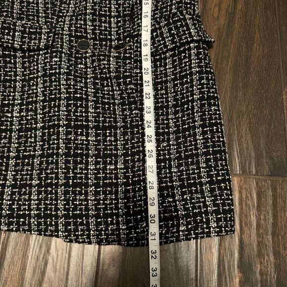 NEW Zara black plaid tweed double breasted longline blazer jacket size small - Picture 12 of 13